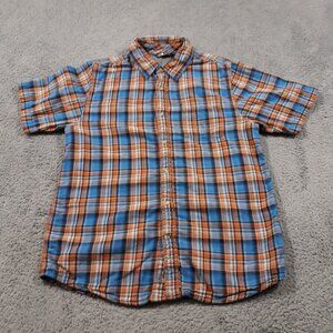 The North Face Short Sleeve Flannel Shirt Mens Medium Blue Plaid Outdoor Hiking